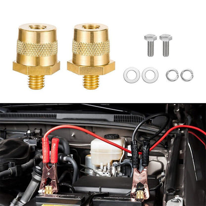 2X M8 Battery Terminal Connector Brass Tone Post Adapter w/ Stainless Screws AU