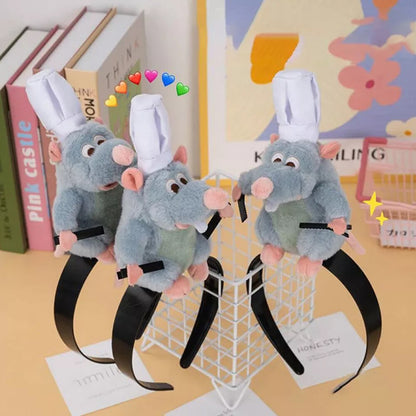 2PCS Creativity Ratatouille Hairband CartooGVPlush Doll Headband French Hairpin