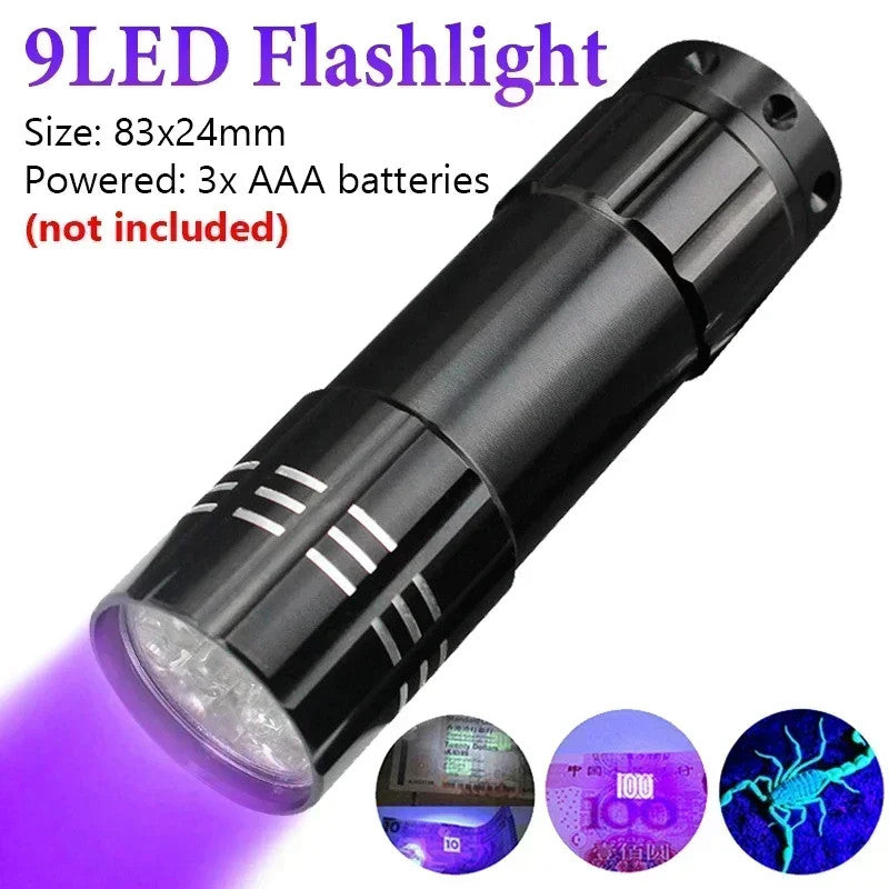 UV Ultra Violet LED Flashlight Blacklight Light 365 395 nM Inspection Lamp Torch