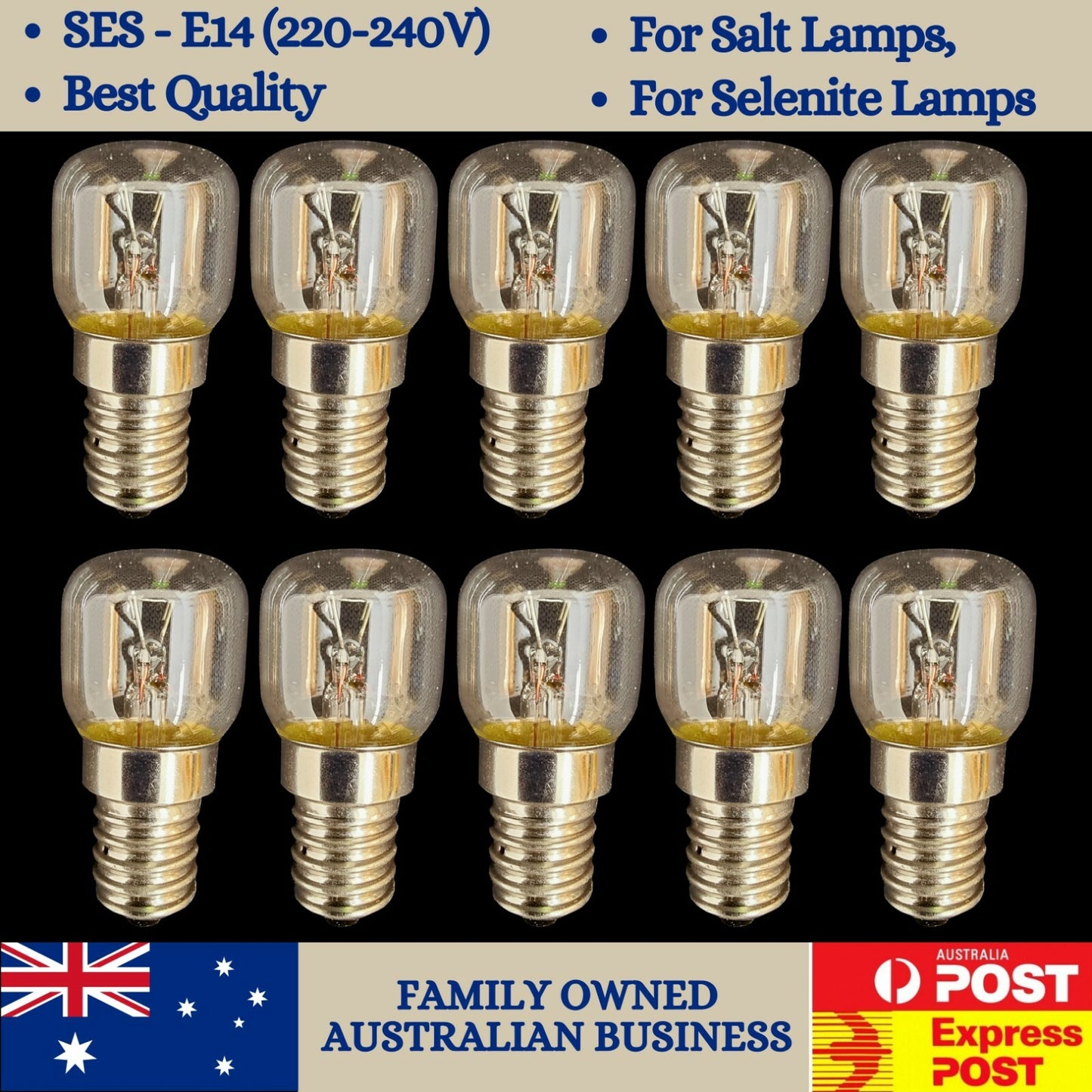 Light Bulbs for Salt Lamps and Selenite Lamps 7W, 15W, 25W - SES E14 (220-240V)