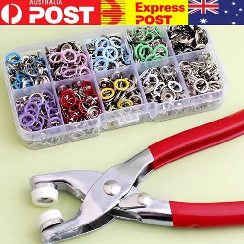 100Pcs Metal Sewing Buttons Press Stud Snap Fastener Kit Pliers Snap On Tool DIY