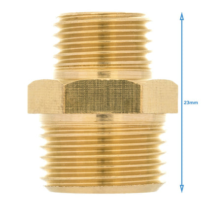 Brass 1/4" Male To 3/8" Male BSP Adapter Pipe Fitting Threaded Connector Coupler