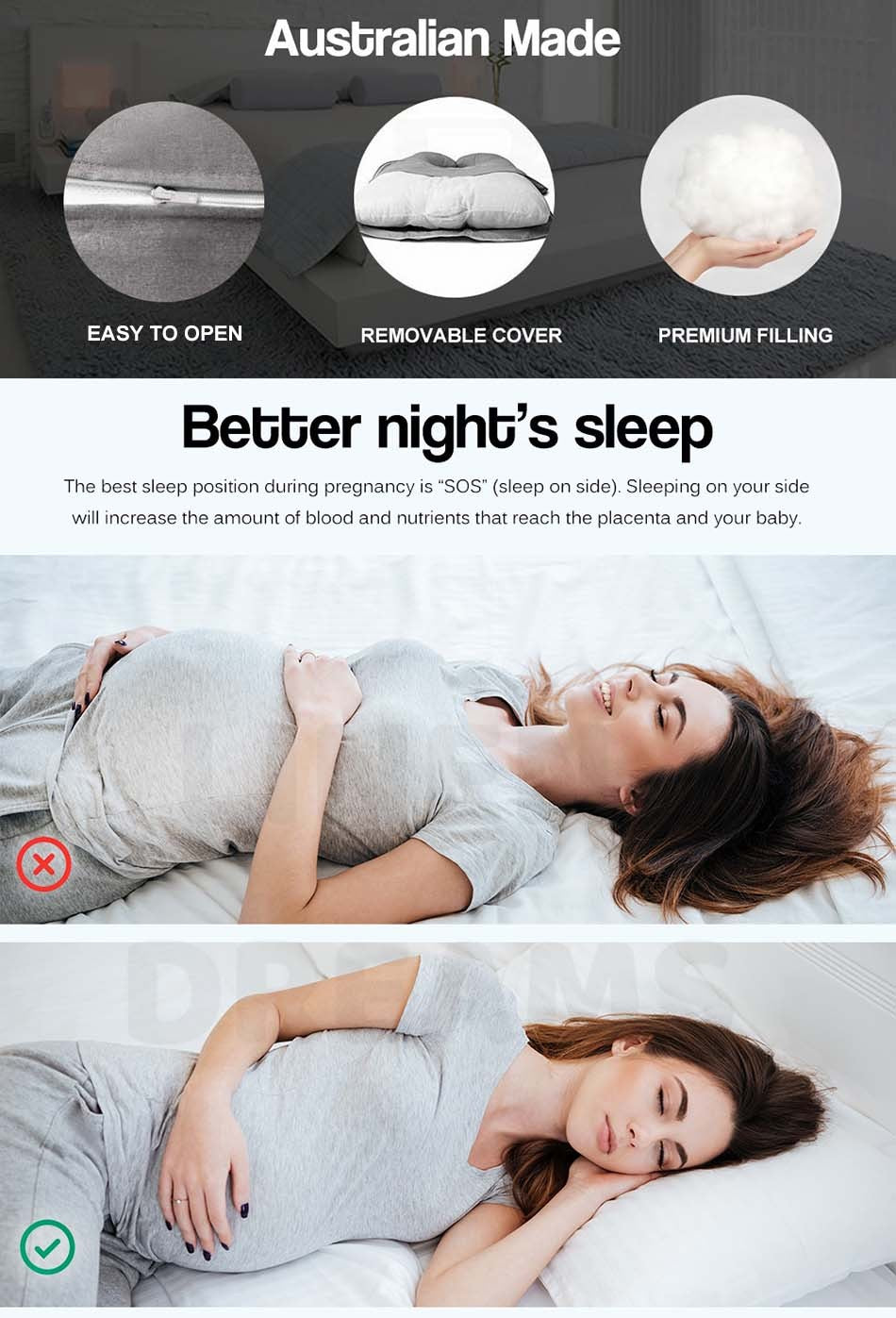 Aus Made Maternity Pillow Pregnancy Nursing Body Support Feed Multi Purpose