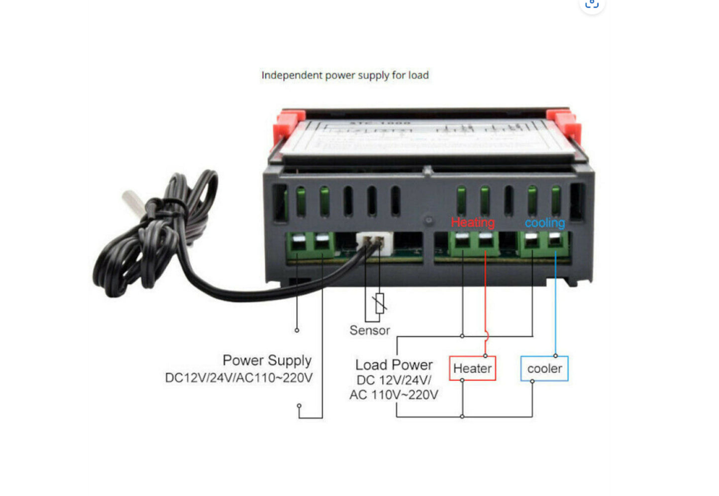 Digital Temperature Thermostat STC-1000 Controller 12V-220V Heating Cooling LCD