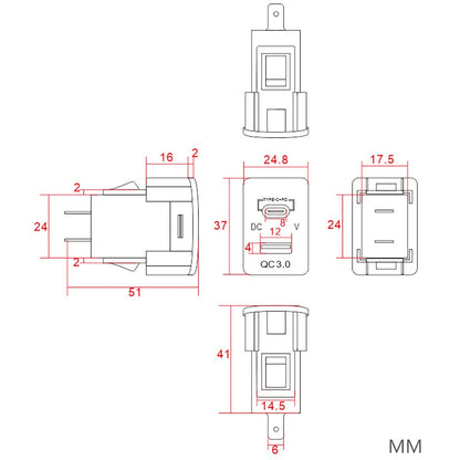 Car USB Charger Socket Adapter 12V 24V Dual Port Power Outlet Compatible with Honda Vehicle