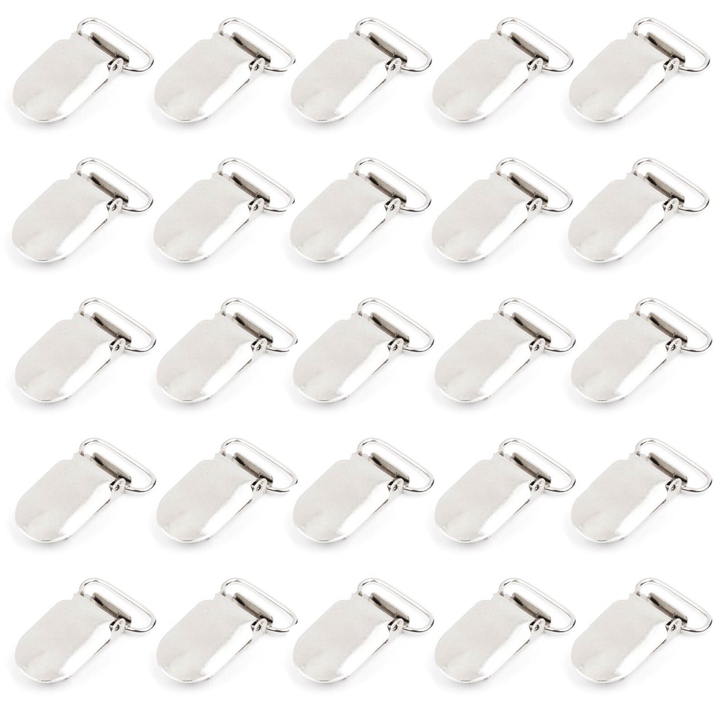 25pcs 20mm Metal Suspender Strap Dummy Clip on Pins Plastic Teeth Buckle Clasp