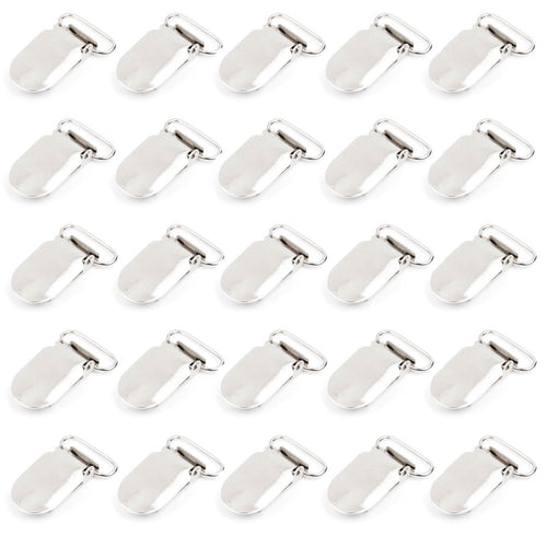 25pcs 20mm Metal Suspender Strap Dummy Clip on Pins Plastic Teeth Buckle Clasp