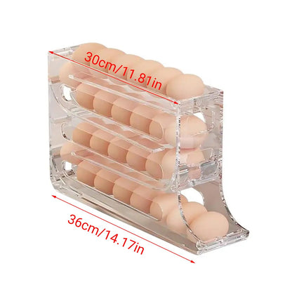2/4-Tier Automatic Scrolling Egg Rack Holder Storage Box Container Refrigerator