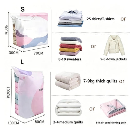 No‑pump Vacuum Storage Bags - Press & Seal,Reusable Space Saving Compression Bag