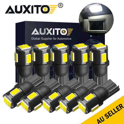 AUXITO 10X T10 LED White Car Interior Light Parker Bulb Wedge Globe 6000K White