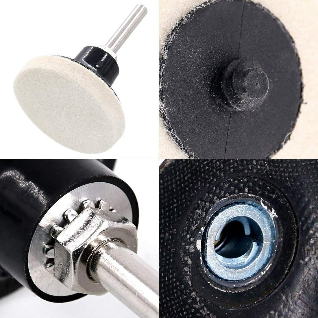 6PC 50mm Roloc Wool Felt Disc 2'' Roll Lock Polishing Buffing Pads Wheels