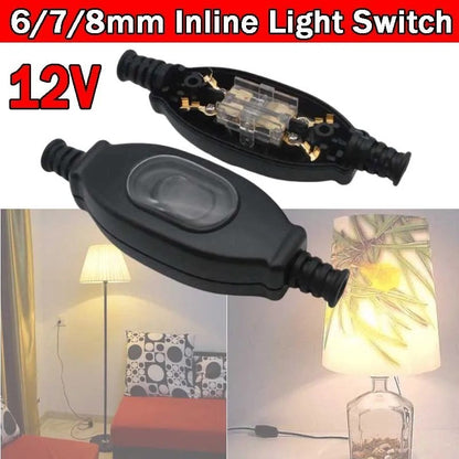 6/7/8mm Inline Light Switch Caravan Camper 12V ON/OFF Cable Switch Waterproof