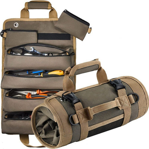 with 3 Detachable Pouches Roll Up Tool Bag Heavy Duty Roll Tool Organizer