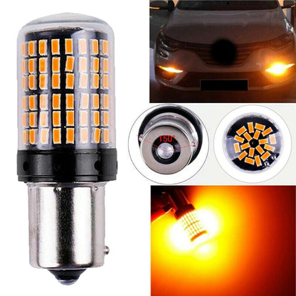 1-4x BAU15S Amber 144 LED Turn Signal Indicator Canbus Bulb 1156 2835 Globe