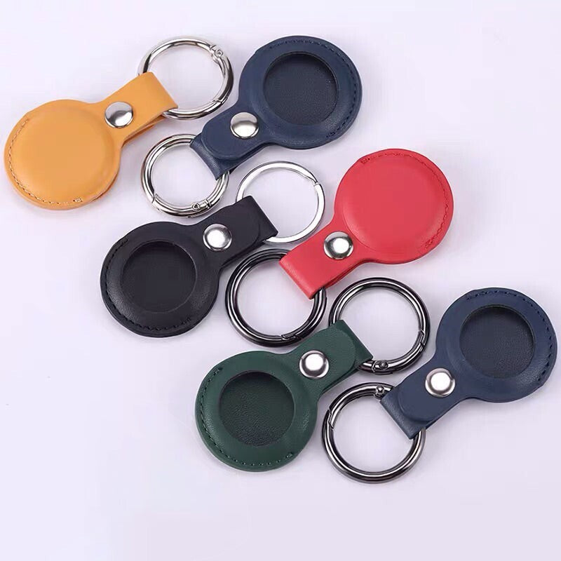 Apple Air Tag Leather Case Cover Keychain Holder Sleeve Shell Tracker Protection