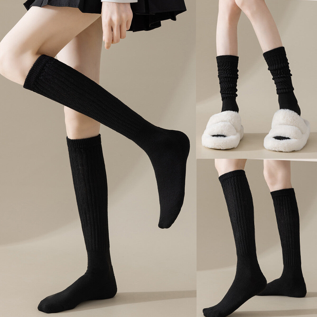 3Pairs Warm Calf Sock Stack Stockings Winter Fall Over Knee High Thick Socks Set
