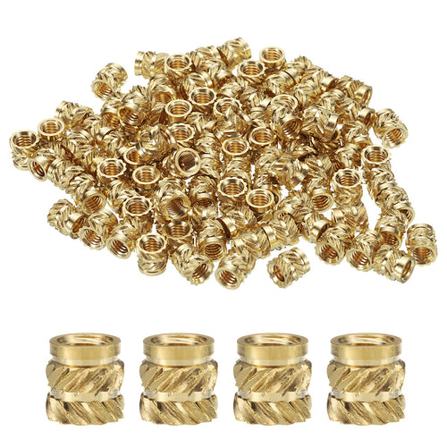 100Pack M4 Threaded Inserts Brass Heat Set Insert M4x6mm OD 6mm Knurled Nuts