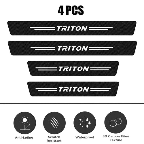 4X Compatible with Mitsubishi Triton Door Sill Plate Protector Stickers Cover Anti Scratch