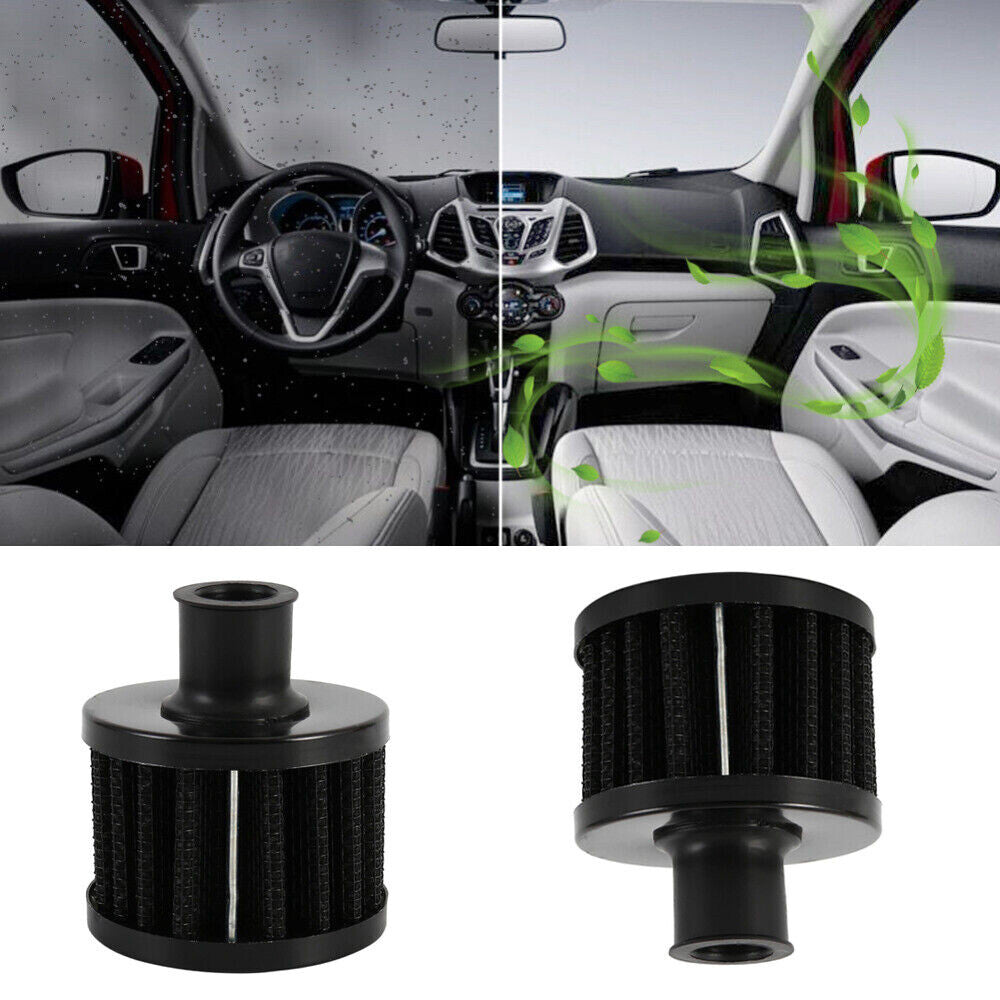 2pc Car 12mm Oil Mini Air Filter Intake Vent Valve Cover Breather Fuel Crankcase