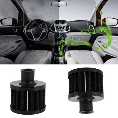 2pc Car 12mm Oil Mini Air Filter Intake Vent Valve Cover Breather Fuel Crankcase