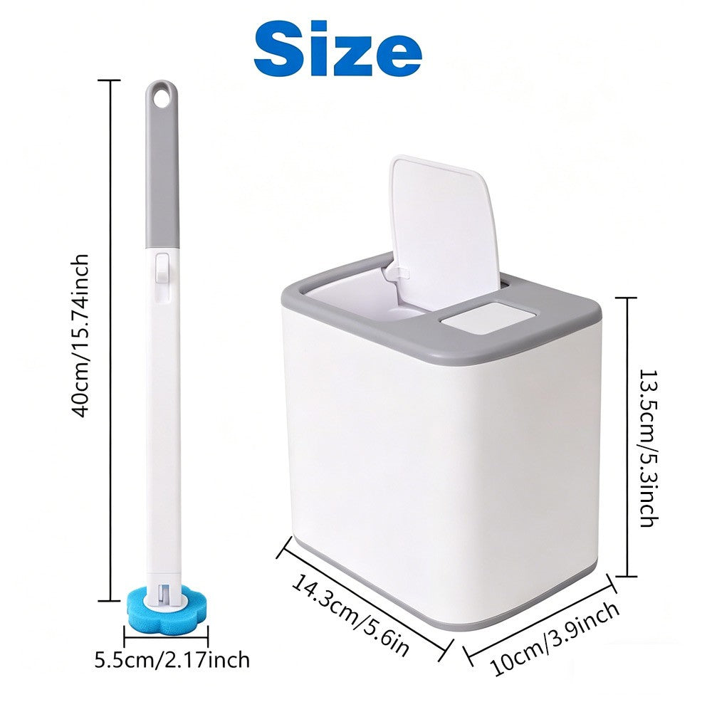 Disposable Toilet Brush Wand Set Bathroom Cleaner Holder With 30Pcs Refills