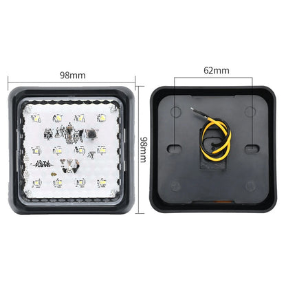 2x 98mm Square LED Tail Light Stop Indicator Reverse Truck Trailer Ute 12V 24V