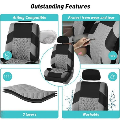 Universal Auto Car Seat Covers Full Set Anti Slip Seat Cover Protector Black AU