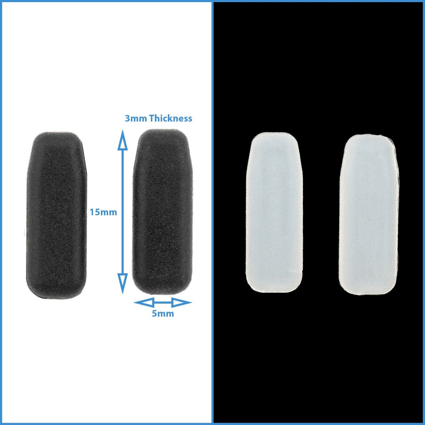 4pcs Clear Black ic! Berlin Replacement Silicone Nose Pad Slot Frame Sunglasses