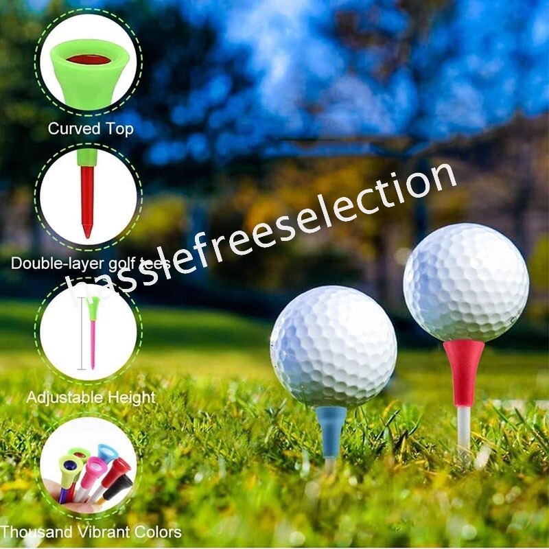 50-500 Pack 83mm Golf Tees Plastic With Rubber Multi Color Cushion Top Quality – Compatible with Golf