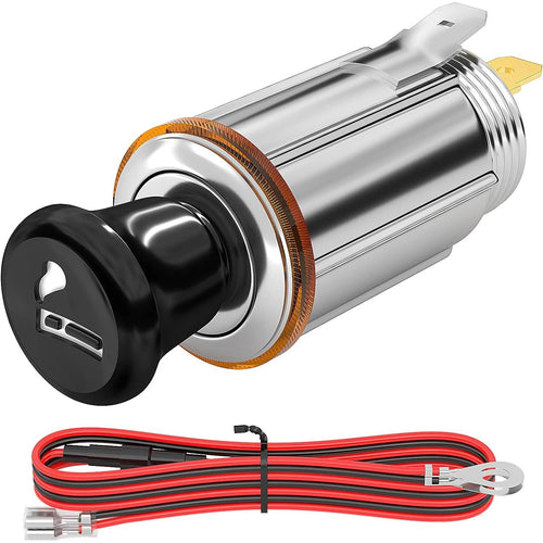 12V Cigarette Lighter Socket Outlet with Eject Button Lighter Plug 1 Set