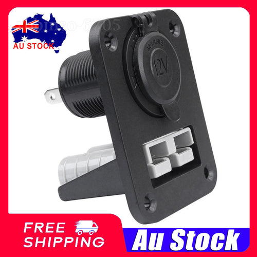 50A Amp Anderson Plug Flush Mount PANEL Bracket Grey + 12V Cigarette Socket