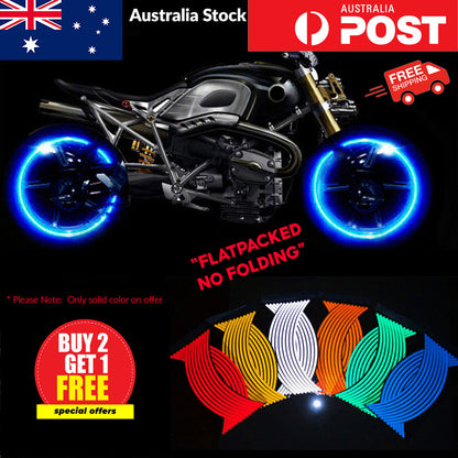 17"/18" Reflective Rim Tape Wheel Stripe Decal Trim Sticker For Car Motorcycle