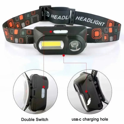 Super Bright Waterproof Head Torch Headlight LED USB Rechargeable Headlamp Fish