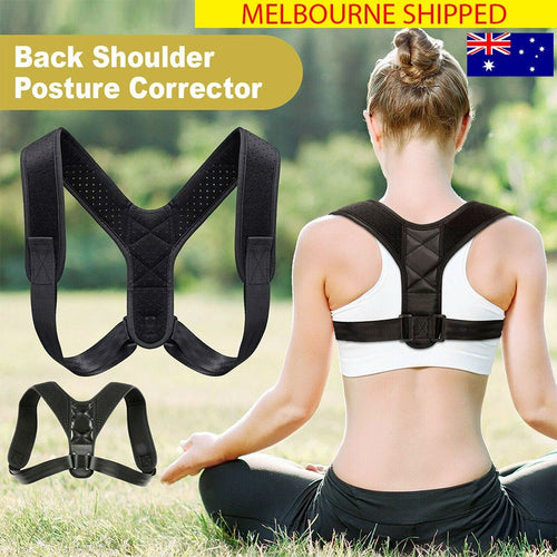 Adjustable Posture Corrector Back Shoulder Brace Neoprene Support Unisex Black