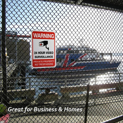 2PCS 24 Hour Video Surveillance Private Property No Trespassing Security Signs