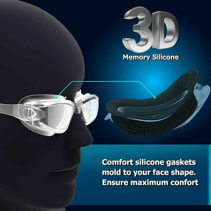 Adult Swimming Goggles Waterproof Anti-Fog Swim Glasses UV Shield Adjustable New