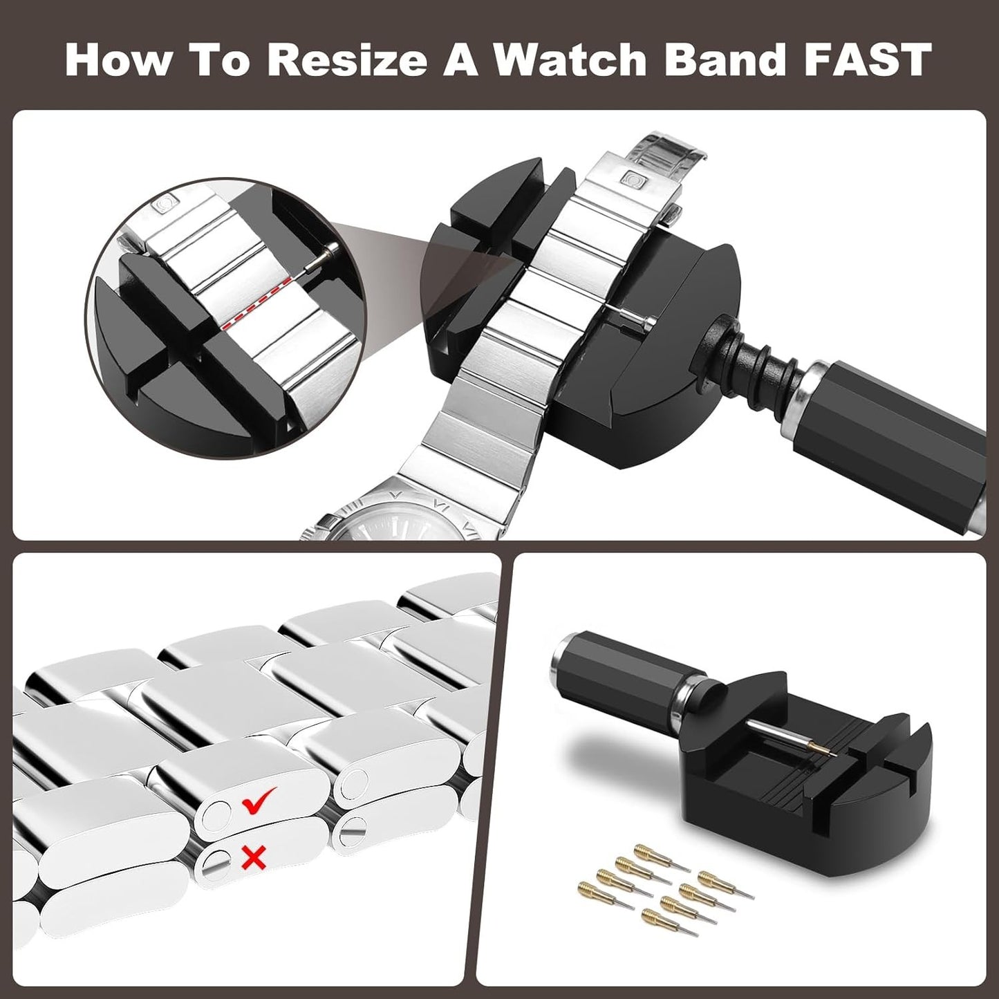 Watch Link Removal Tool Kit Watch Band Tool Strap Chain Pin Remover Repair Tool
