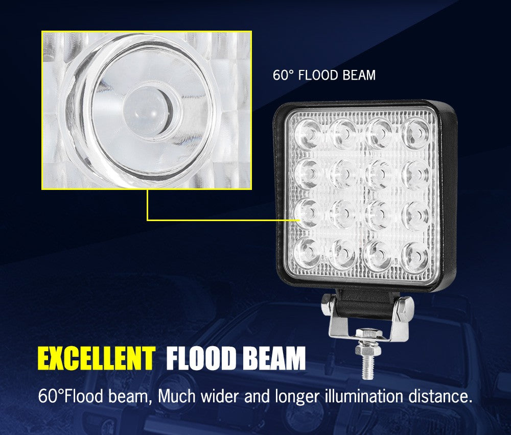 Lightfox 2x 4inch Osram Square LED Work Lights Flood Reverse Ute Truck 12V 24V – Compatible with Osram