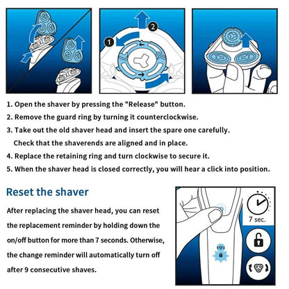 Compatible with Philips Shaver Series 7000 Wet and Dry Replacement Blade SH71 Head Blades