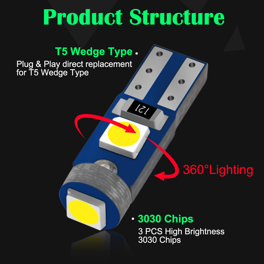 10 x T5 3smd Cool White 3030 smd Super Bright T5 LED Globes (10pcs)