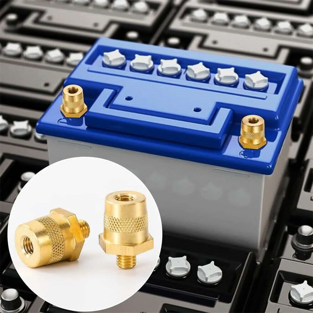2X M8 Battery Terminal Connector Brass Tone Post Adapter w/ Stainless Screws AU
