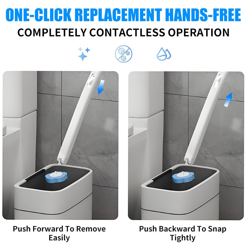 Disposable Toilet Brush Wand Set Bathroom Cleaner Holder With 30Pcs Refills