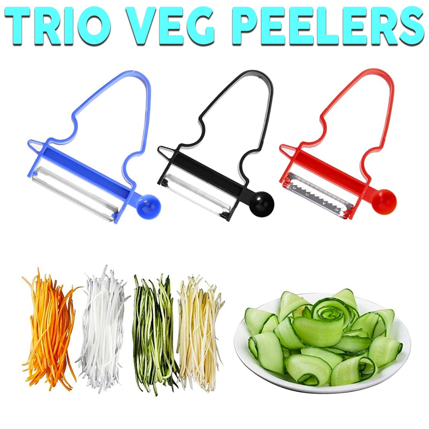 3Pcs Vegetable Peeler Slicer Shredder Peeler Julienne Strips Cutter Fruit Tool