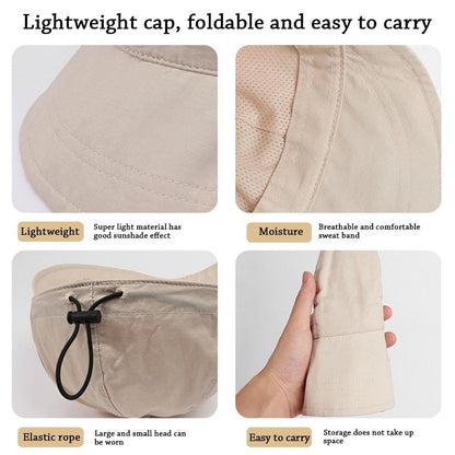 Wide Brim Sun Hat Ponytail Bucket Hat Summer Quick-drying Visors  Men Women
