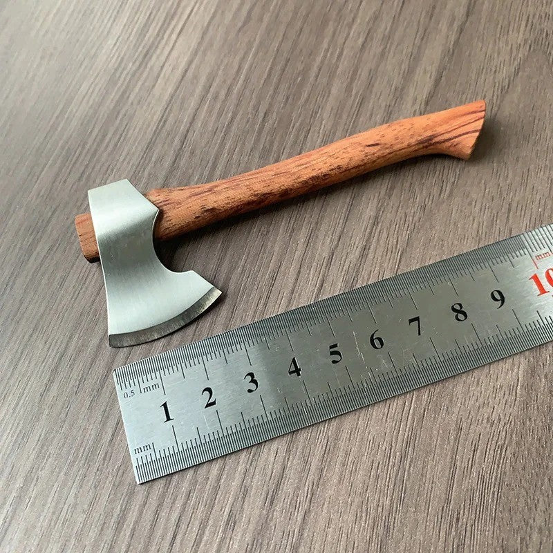 Stainless Steel Mini Mountain Axe Wood Handle Outdoor Camping Utility Pocket EDC