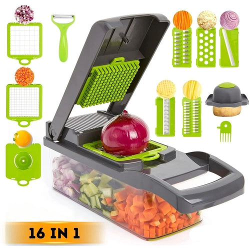 16 in 1 Multifunctional Vegetable Chopper Mandoline Slicer Cutter with Container