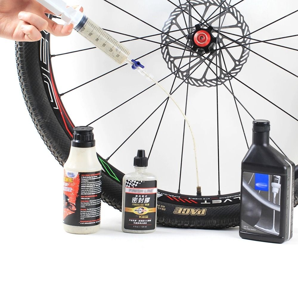 Tire Tubeless Valves Tubeless Sealant Injector 60ml Syringe Rubber Hose Kit