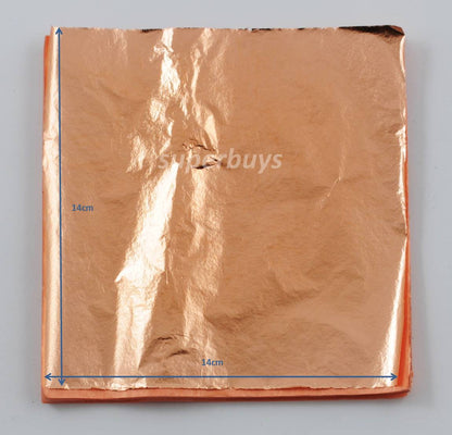 100pc Genuine Copper Metal Leaf Sheet 14cm Leaves Gilded Gilding Decorate Foil