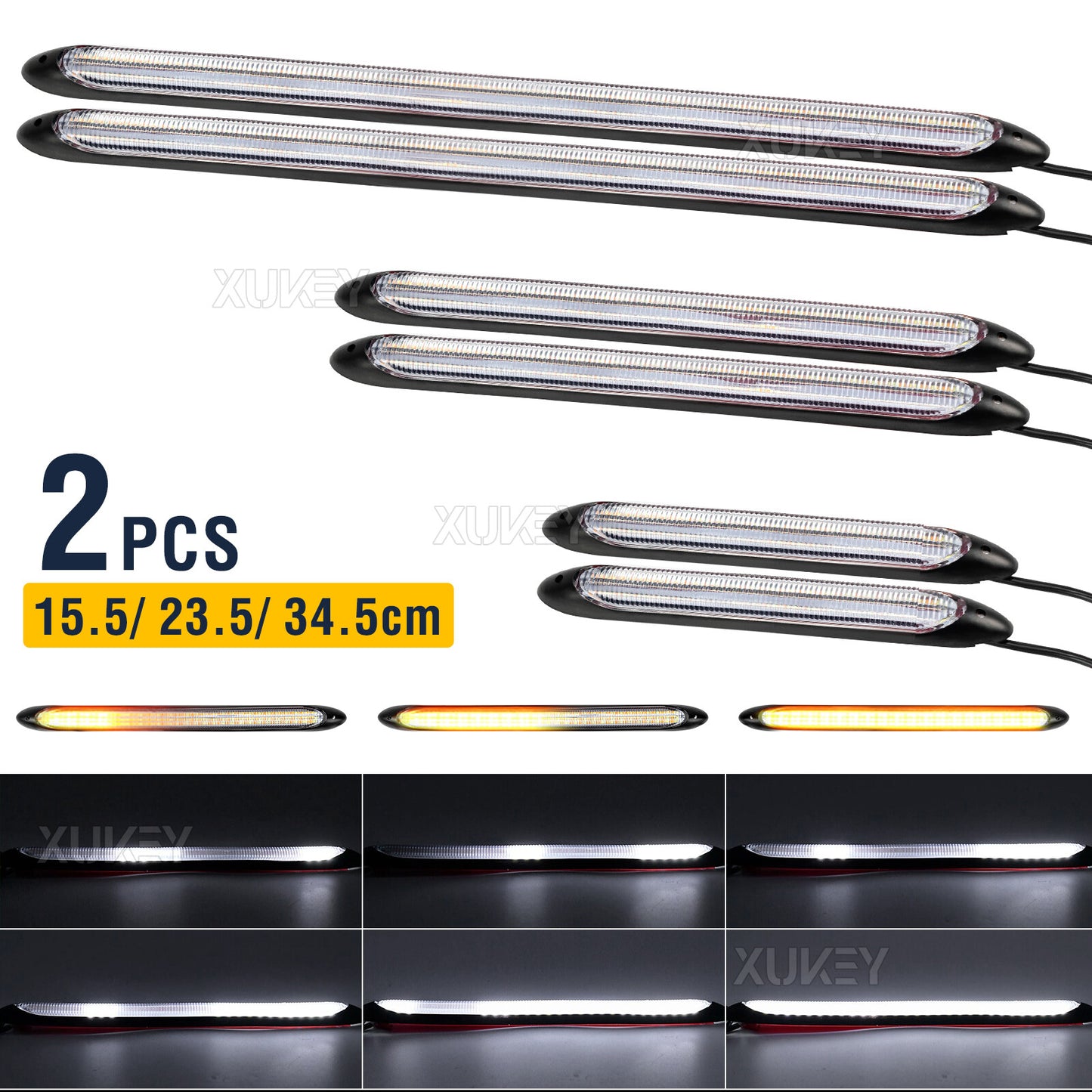 2x Car Sequential Tube Strip Turn Signal Indicator DRL Daytime Running LED Light