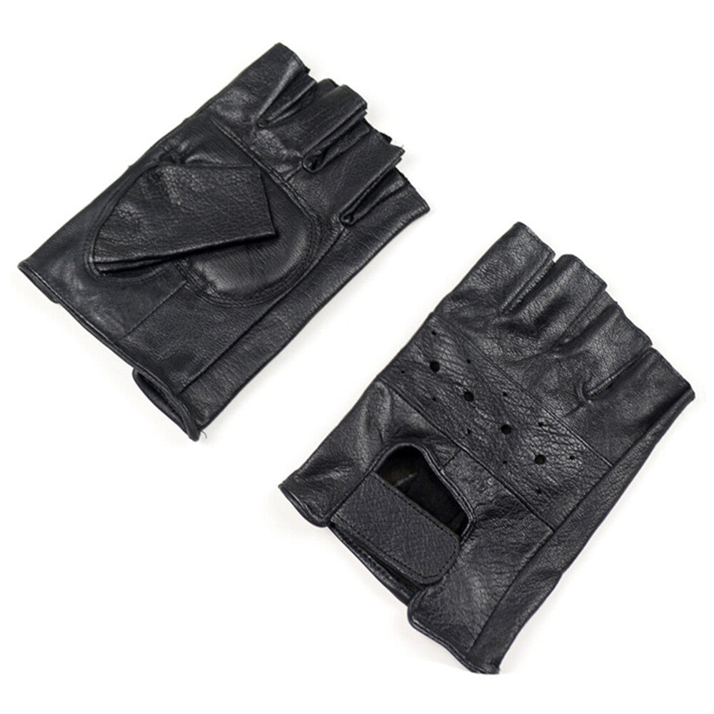 Tactical Leather Half Finger Gloves Army Military Driving Fitness Fingerless